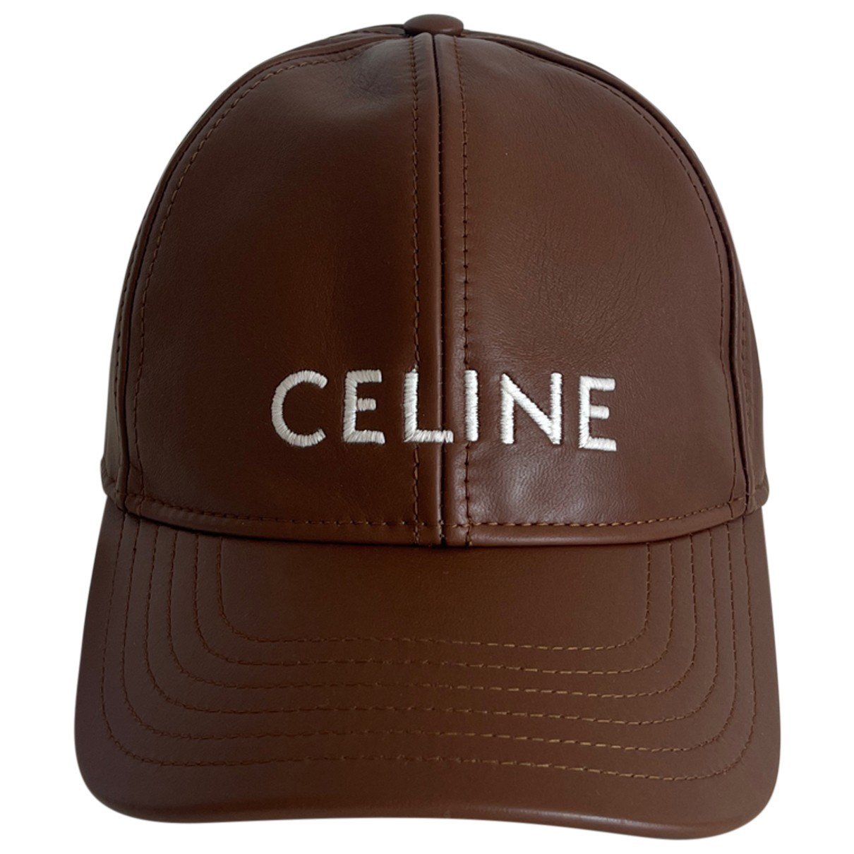 Leather cap Celine Brown size L 
